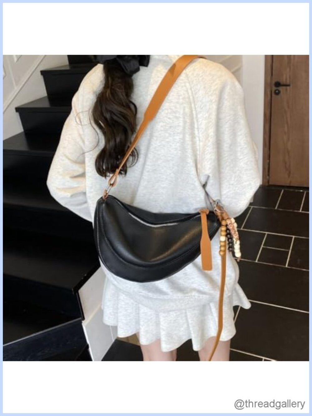 Small Saddle Bag Shoulder Bag for Women Retro PU Dumpling Bag Half Moon Handbag